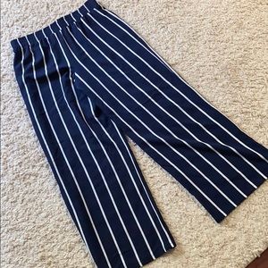 Blue Flared Soft Pants with White Stripes